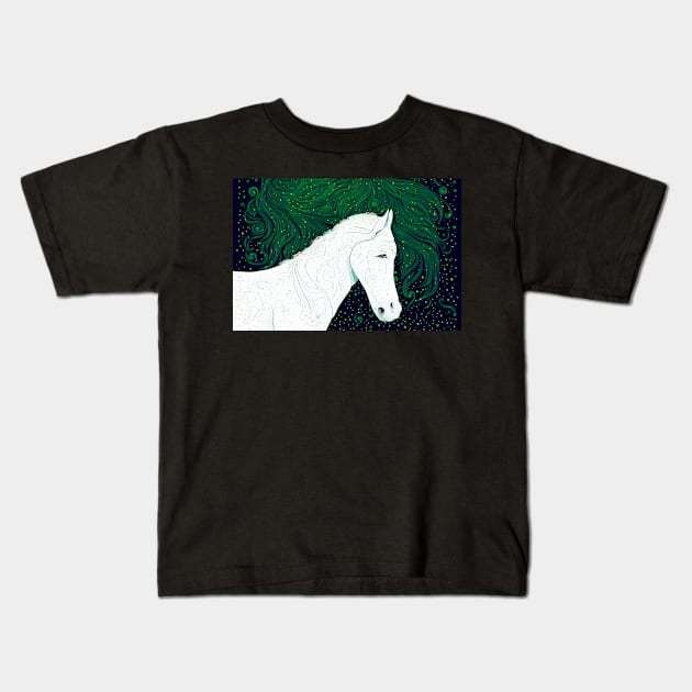 Graceful White Horse Kids T-Shirt by rachelboucher
